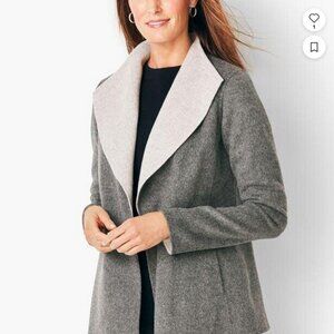 Talbots Two-Tone Gray Blazer Wrap Jacket w/Shawl Collar, Wool Size XLP